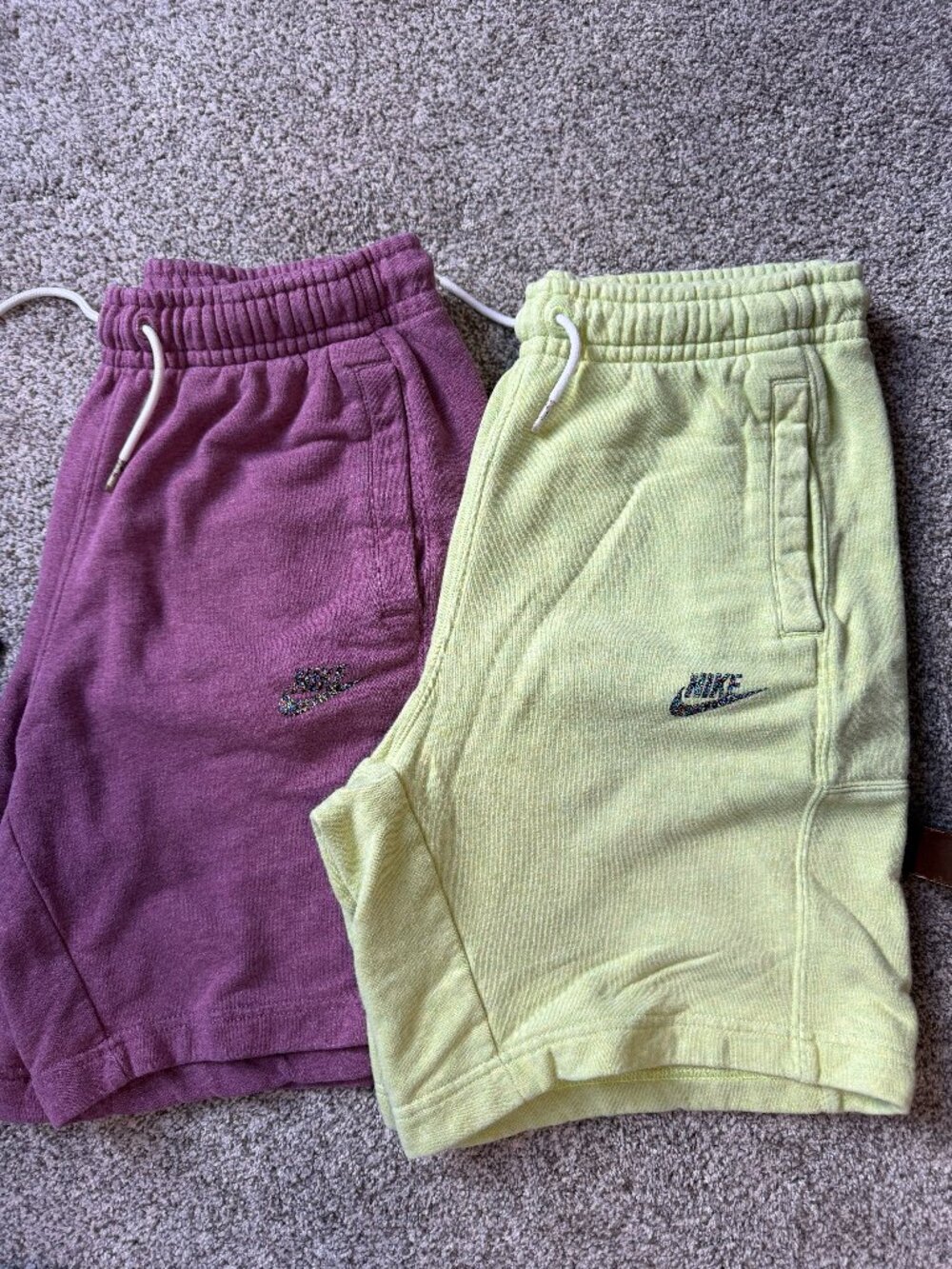 2 Pairs of Nike Sweat Shorts (Maroon & Green)